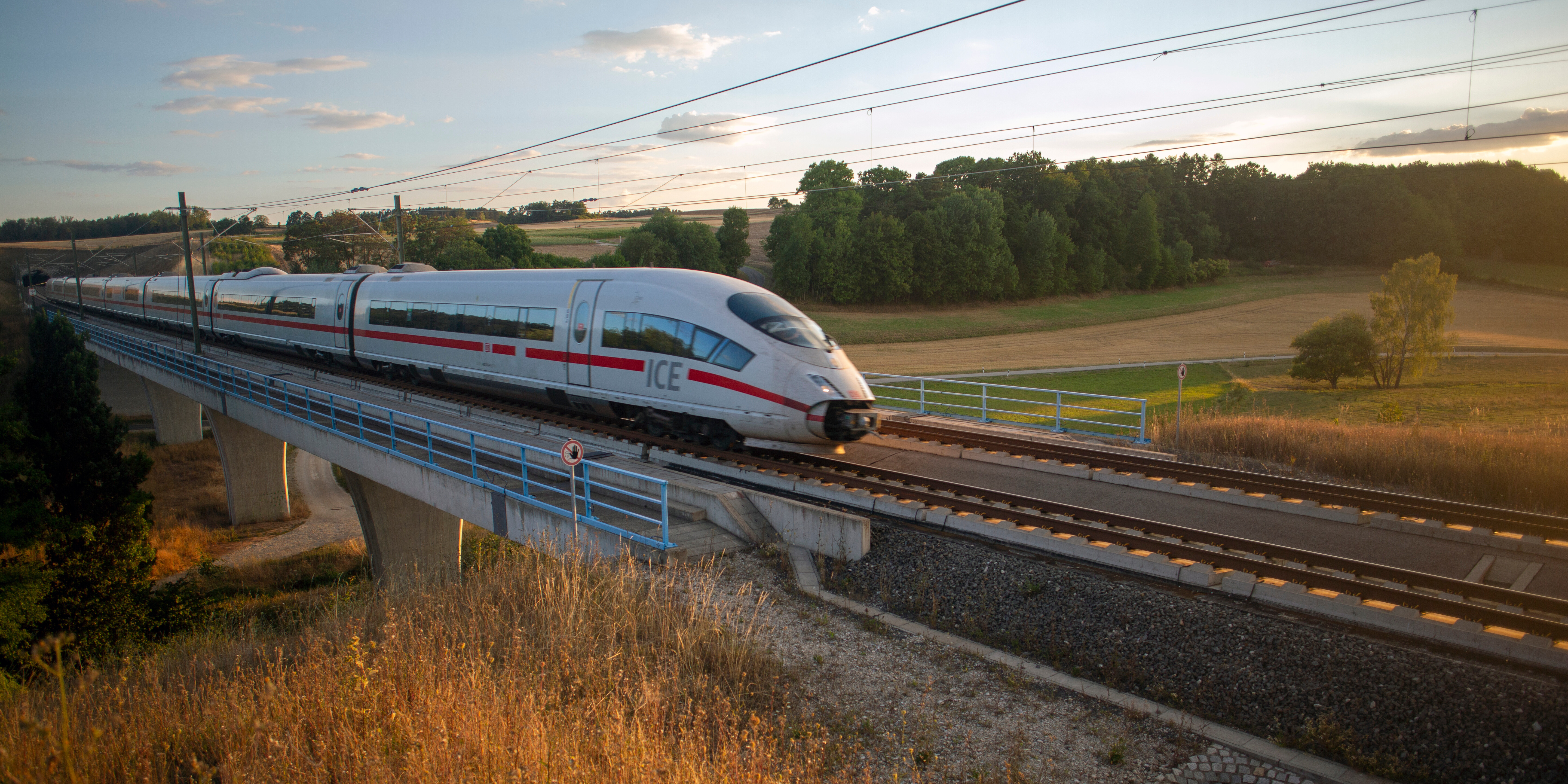 ICE train is going over a bridge ICE train is going over a bridge